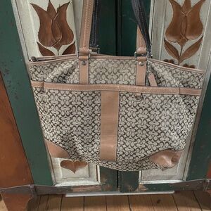 Coach Signature Tote Bag - Brown and tan